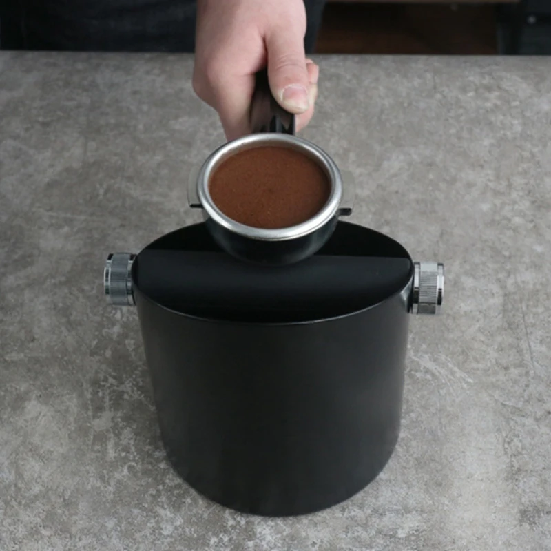 

Stainless Steel Espresso Knock Box Anti Slip Coffee Grind Dump Bin Waste Bin with Detachable Knock Bar for Barista