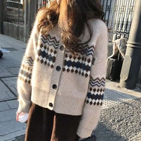 spring and autumn new knitted cardigan coat womens sweater foreign style loose outer wear