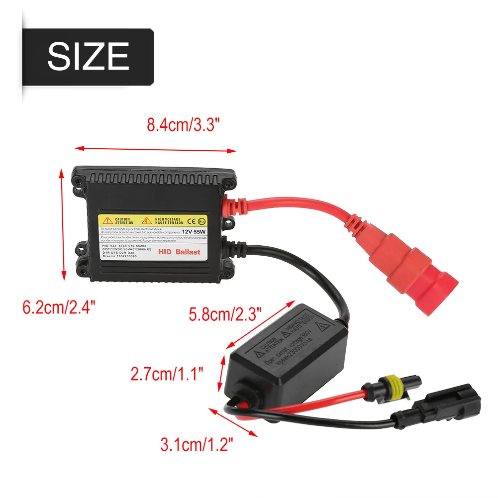

2Pcs 12V 55W Waterproof Anti-Shock And Low-Voltage Protection Universal Digital Xenon DC HID Ballast Replacement Conversion Kit