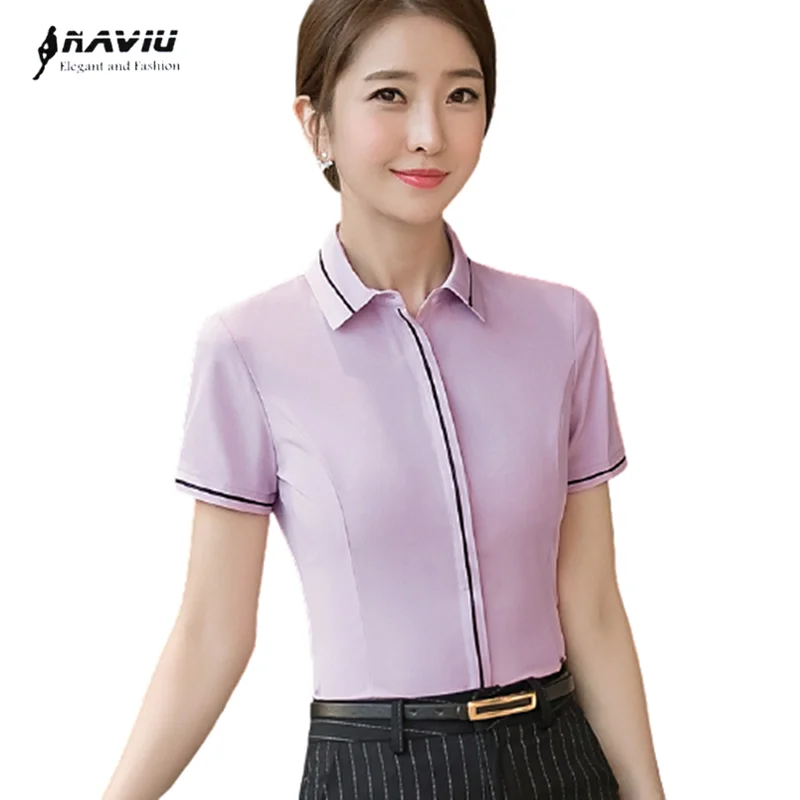 Блузка женская шифоновая с коротким рукавом модная формальная приталенная