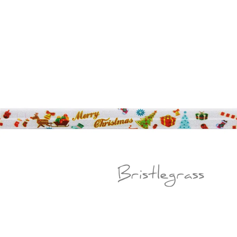 Christmas BRISTLEGRASS 2 ярда 5/" 1,5 см Сова Фламинго цветочный принт враг складной над эластичными повязка из спандекса волос галстук платье с повязкой швейная отделка - Цвет: Christmas