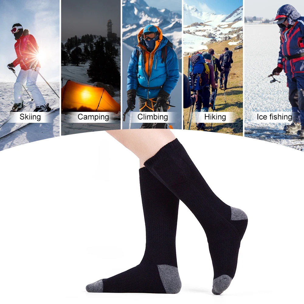 Теплые носки плотные теплые заряжаемые от аккумулятора зимние высокие без пятки