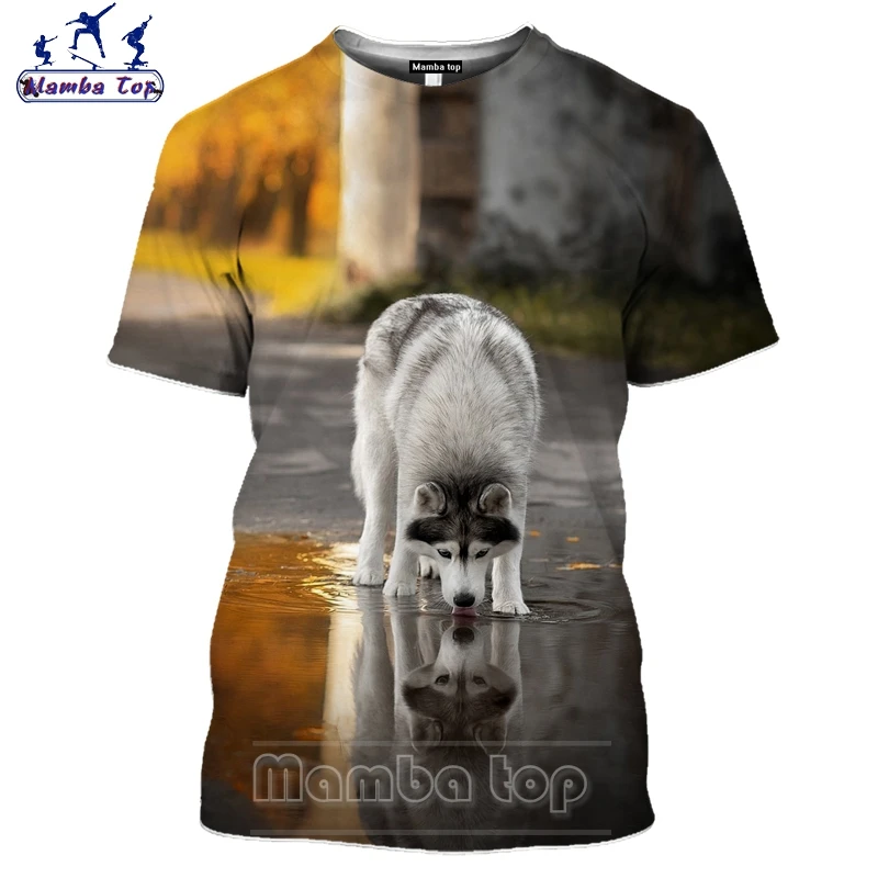 Футболка Mamba Top с Сибирским Хаски для мужчин и женщин популярная 3D-печать забавная