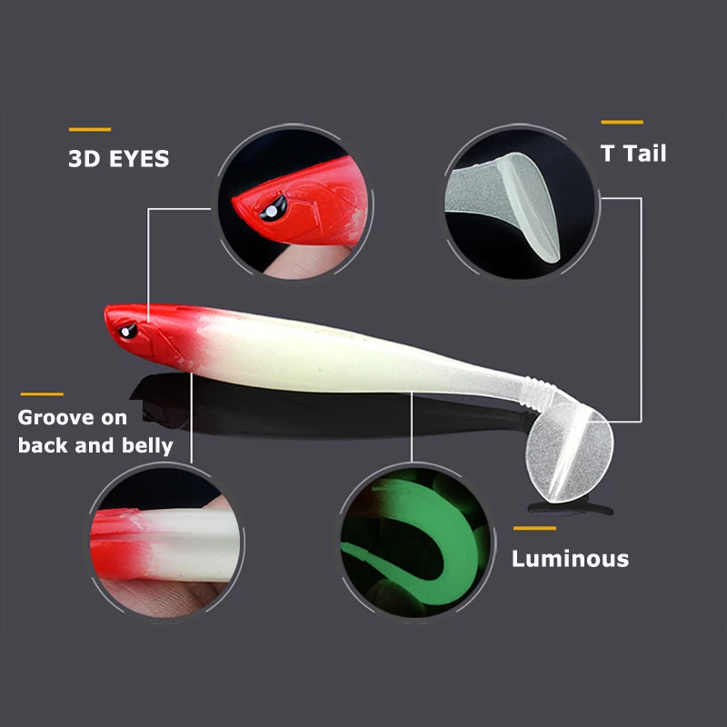 2 шт 3D глаза мягкие приманки для рыбалки 120 мм 10 г симуляция силиконовые Shad Bass Щука