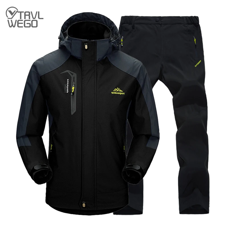 TRVLWEGO Jacket Pants Hiking Camping Spring&Autumn Outdoor Single Waterproof 20000MM Men's Windbreak Trekking Coat Trousers