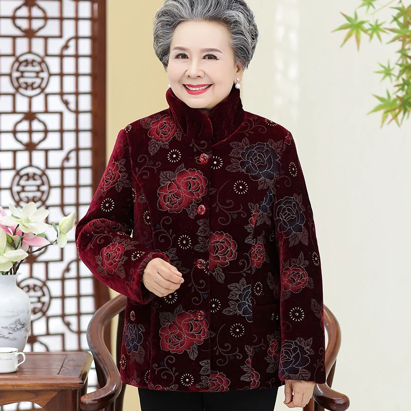 Зимняя куртка для пожилых женщин пальто размера плюс 5XL бархатные теплые парки