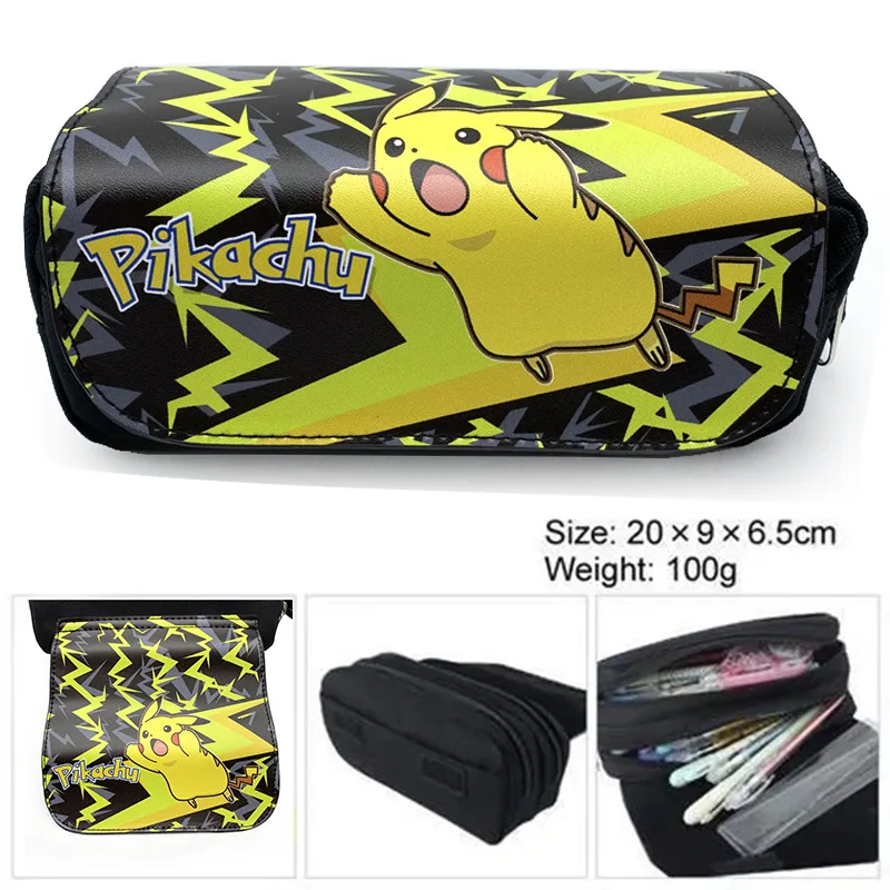 

Pokemon Pikachu Pencil Case Double-layer Large-capacity Elementary and Middle School Students Stationery Elf Ball Pencil Case