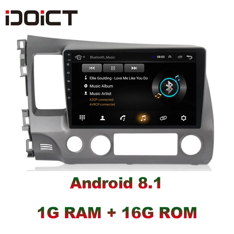 IDOICT Android 8 1 автомобильный DVD плеер GPS навигация Мультимедиа для Honda Civic радио 2008-2011