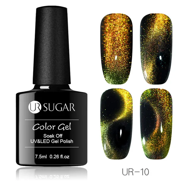 glassbottle 9D10 UR SUGAR 9D Chameleon Cat Eye Nail Gel Galaxy Magnetic Soak Off UV/LED Nail Varnish Semi Permanent Manicure Gel Lacquer 7.5ml - Цвет: glassbottle 9D10