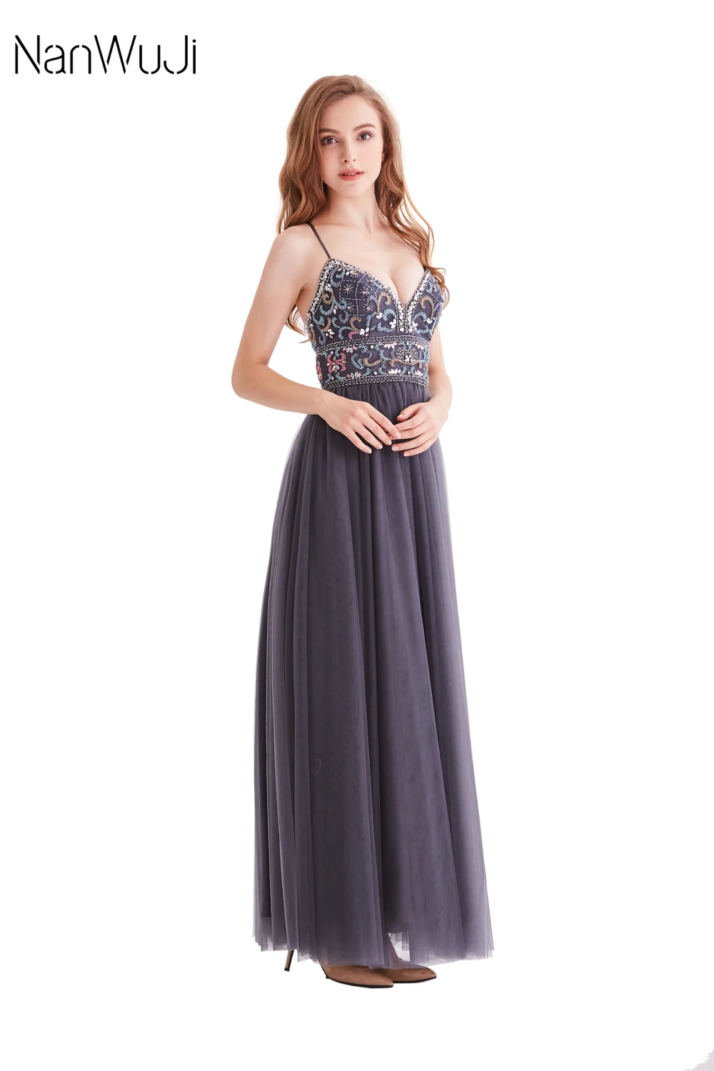 В наличии новинка 2019 темно-серое платье для подружки невесты длинное влюбленных