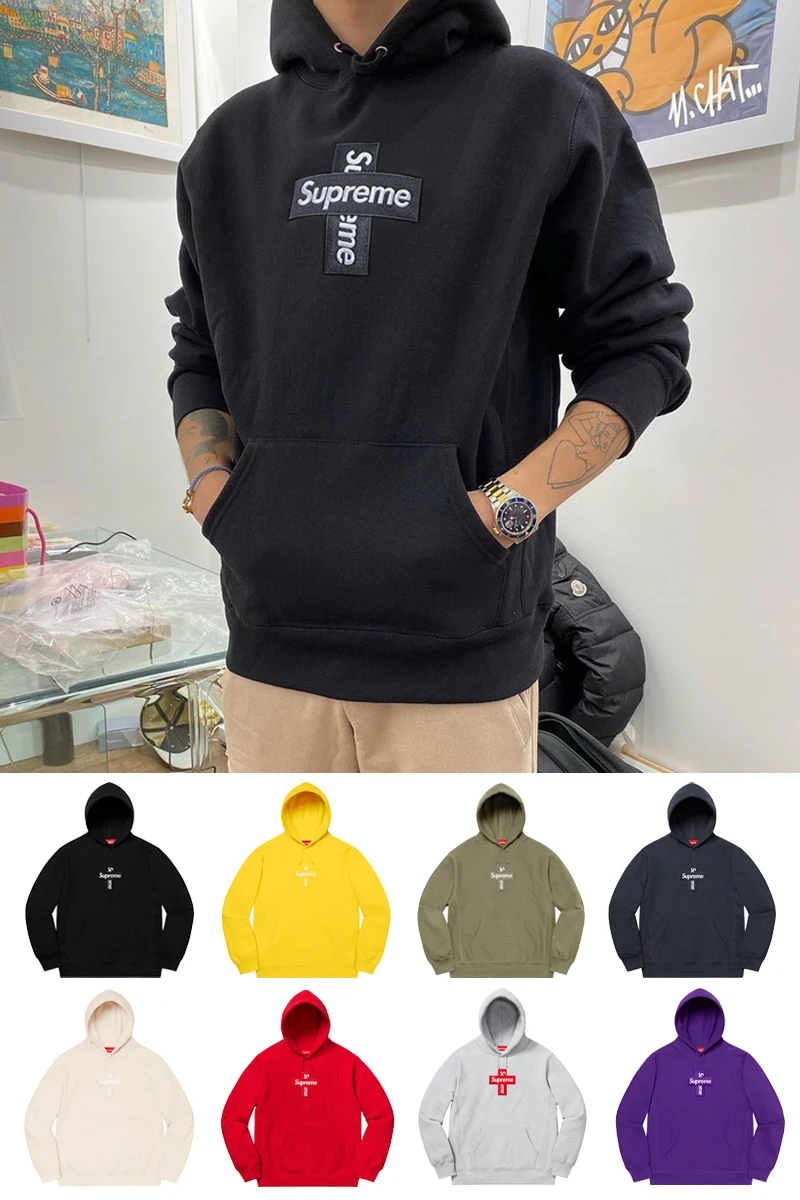 

FW20 Supreme Cross Box Embroidered Cross Sweater Men and Women Trendy Brand Hoodie