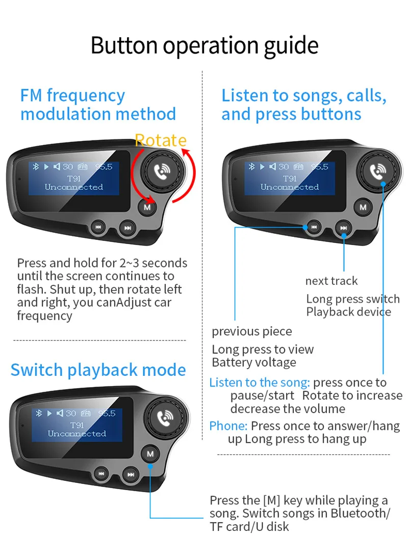 JaJaBor FM передатчик Bluetooth 5,0 автомобильный комплект громкой связи вызова AUX стерео A2DP большой экран дисплей QC3.0 Быстрая зарядка
