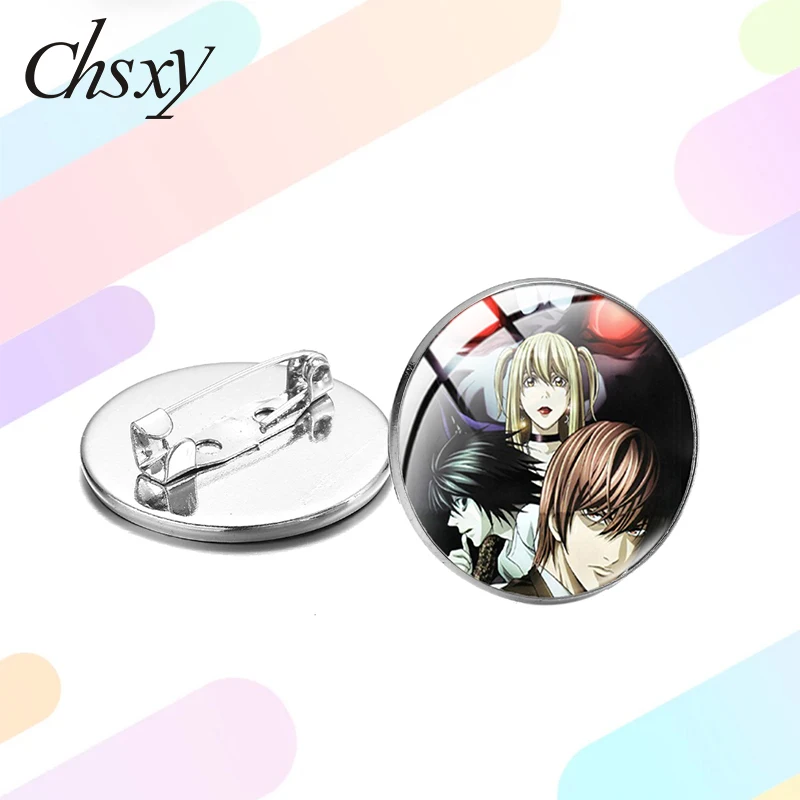 

Death Note Brooch Pin Cartoon Figures Light Yagami L Ryuk Ryuuku Glass Cabochon Metal Badge Brooches Backpack Collar Accessories