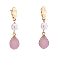 drop irregular pink crystal pearl earrings original design fashion jewelry retro charms women female earring for wedding