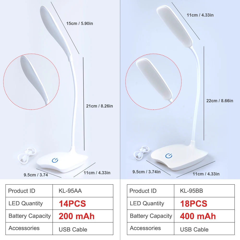Гибкая настольная лампа светодиодная перезаряжаемая подставка с USB flexo office