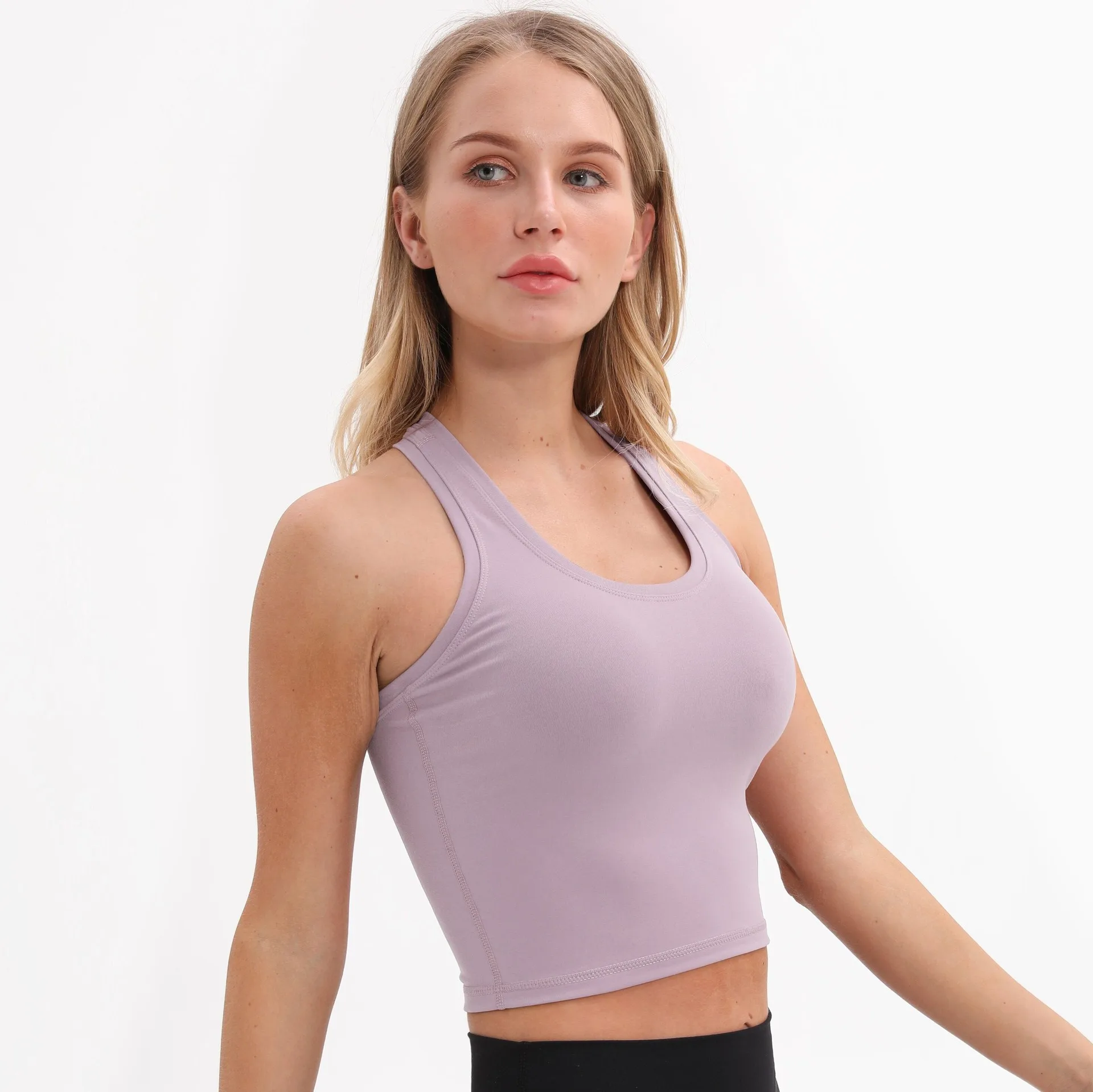 

Women's Sports Vest Solid Color Nylon Tight Sexy Wild High-Elastic Dance Sports Fitness Clothes Beauty Back Yoga Wear Female 202