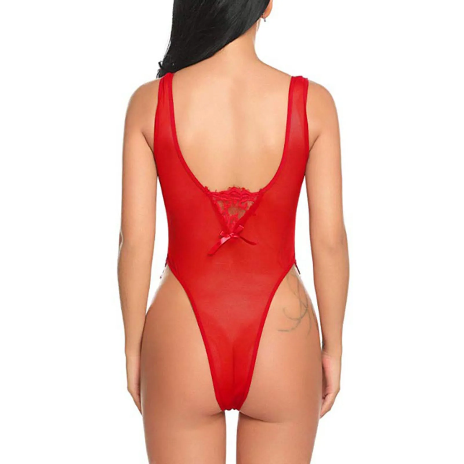 

Black Lace Sexy Lingerie Set Women Embroidery Underwear Bodysuit Babydoll Ladies Hollow Out Perspective Temptation Sleepwear