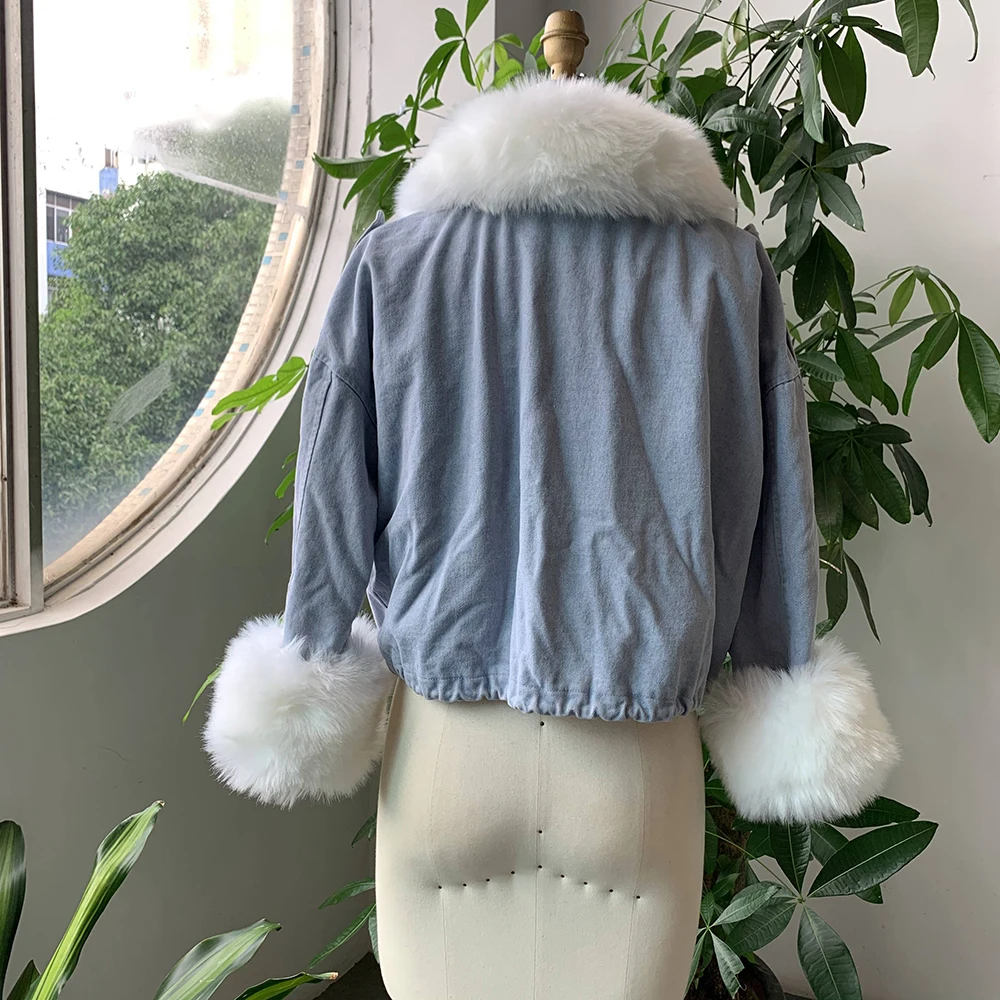 

Women Denim Casual Jacket Women Long Sleeve Short Thick Warm Coats Winter Outwear Office Ladies Solid Streetwear Jean Jacket