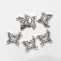 8pcs charms hollow butterfly 2019mm antique tibetan silver pendant finding accessories diy vintage choker necklace handmade