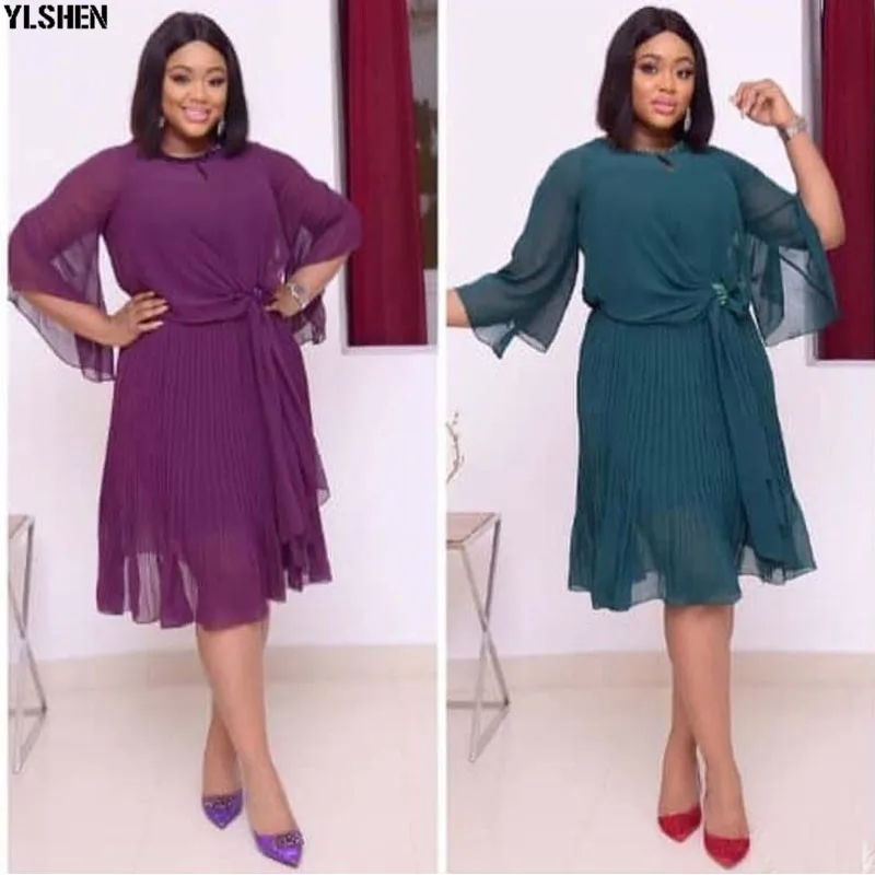 Плиссированные африканские платья с бантом для женщин элегантное модное