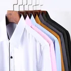 Брендовая мужская классическая рубашка 2020, Повседневная приталенная Высококачественная однотонная деловая Мужская рубашка с длинным рукавом, мужская рубашка Бриджи 4XL