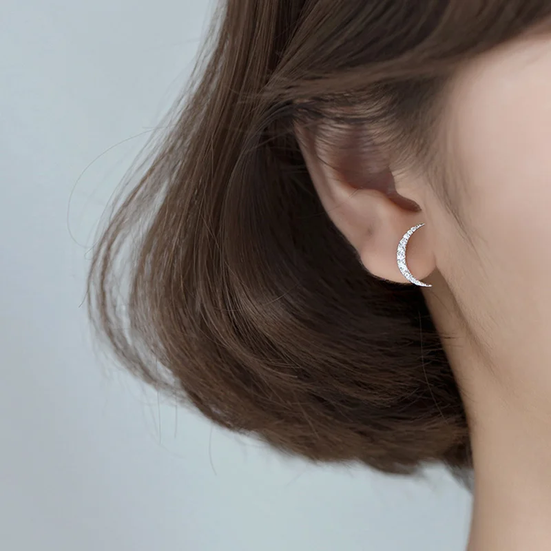 

PONYKISS Trendy S925 Sterling Silver Moon and Stars Zircon Stud Earrings Women Party Sweet Fine Jewelry Accessory wholesale Gift