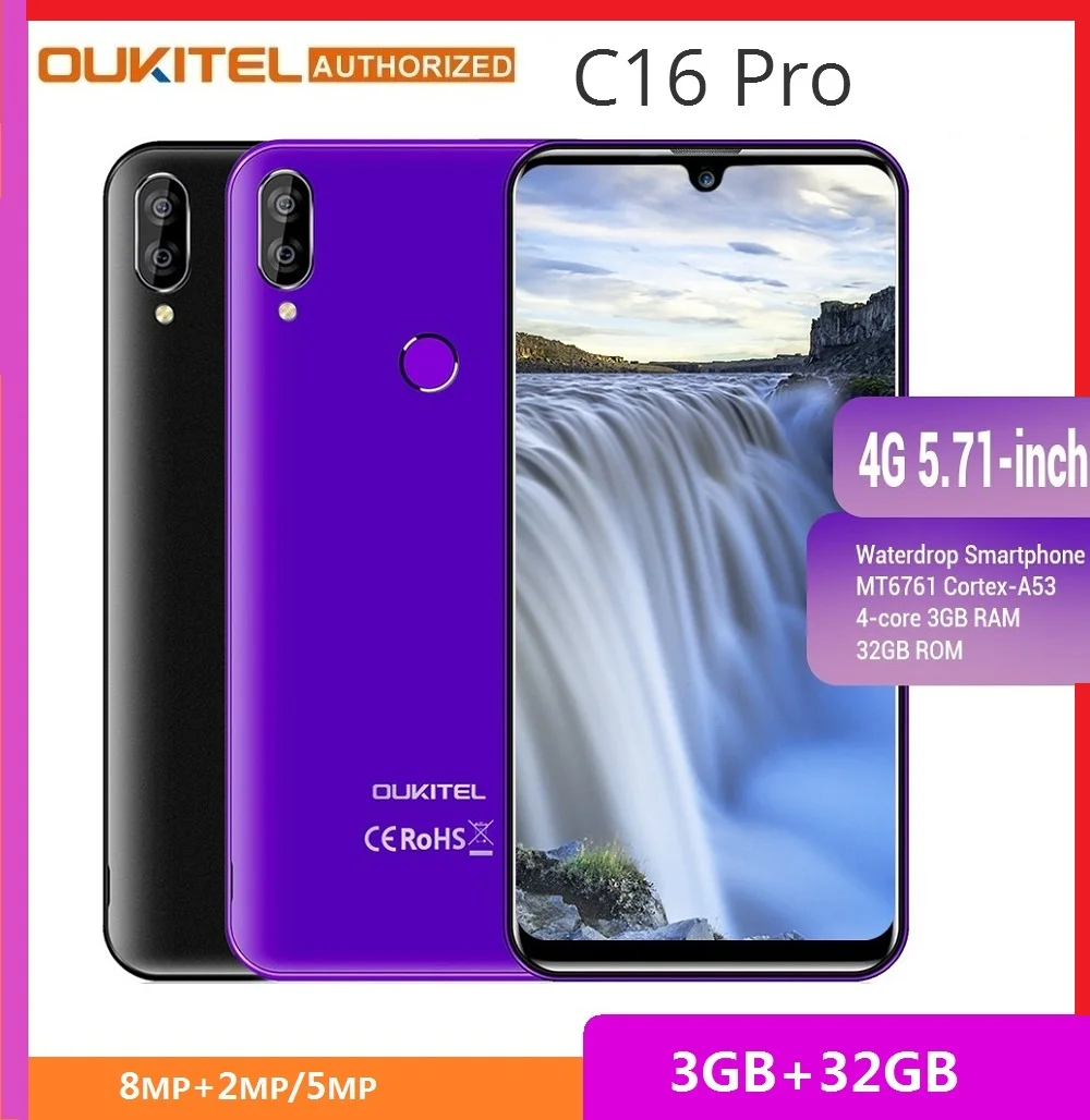 OUKITEL смартфон экран 5 71 дюймов Android 9 0 четырёхъядерный 3 Гб ОЗУ 32 ПЗУ|Смартфоны| |