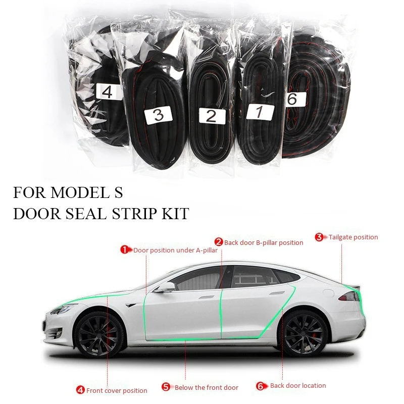 

Car Door Seal Strip Kit Soundproof Strip Noise Insulation Weather Strip Sealing for Tesla Model X
