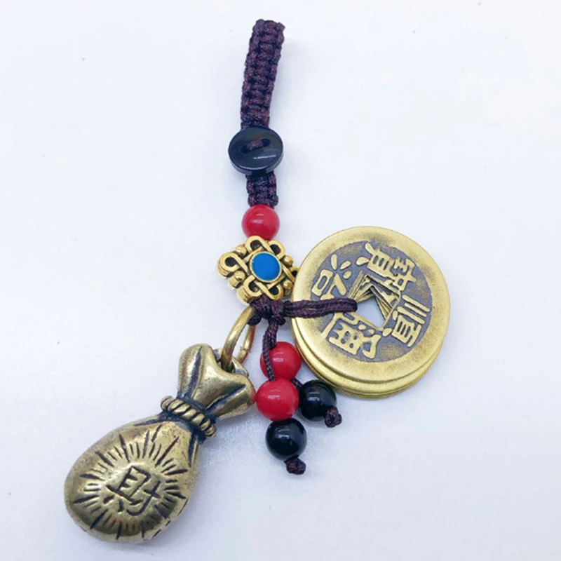 2 шт. ручной работы веревка счастливый фэн шуй подвесной винтажный латунный