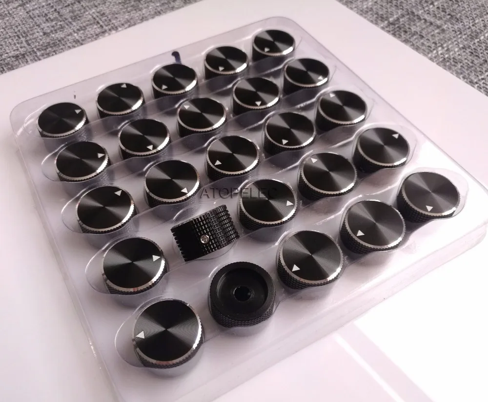 1 шт. черный 25 мм * 15 алюминиевый ЦАП усилитель cd потенциометр громкости Ручка 6 вал