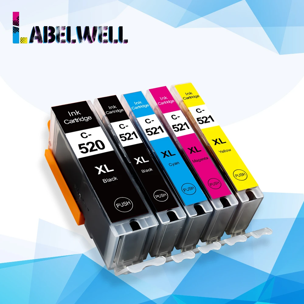 Чернильные картриджи Labelwell PGI 520 CLI 521 Замена для Canon PIXMA iP3600 4600 4700 MP 540 550 560 620 630 640 MX860