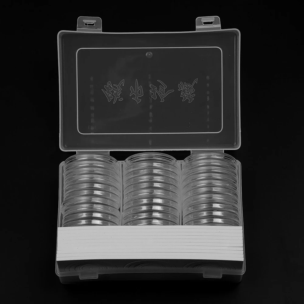 

30pcs Box Capsule Holders Clear Coin 16/20/25/27/30/38/46mm Storage Personal Hobby Collection Box For Coin