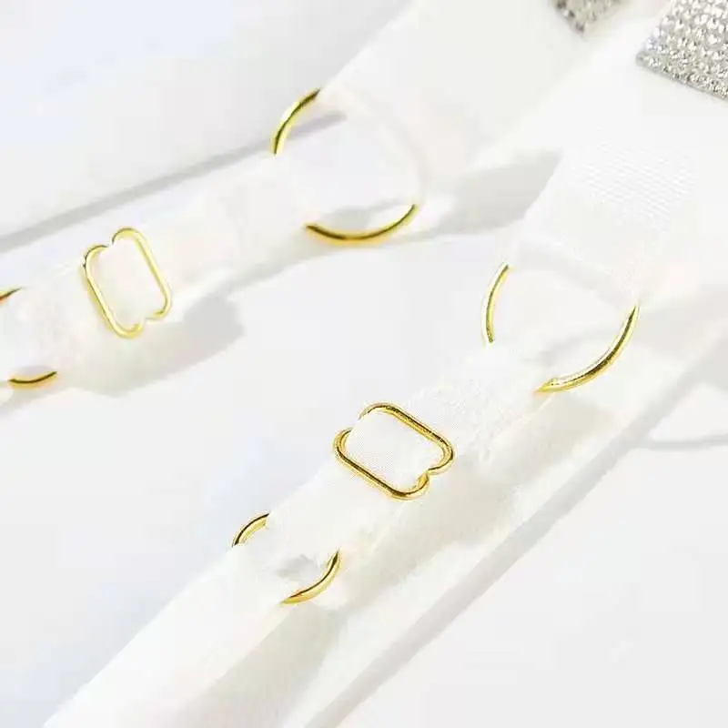 

New Women's Secret New Lace Satin Sexy Rhinestone hem split Rhinestone shoulder strap adjustable for comfortable skin
