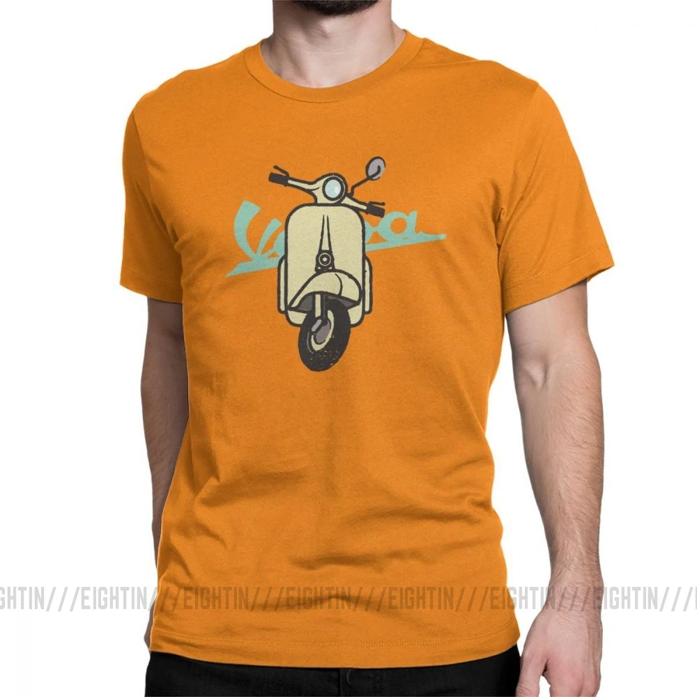 Мужская футболка Vespa, забавная футболка с короткими рукавами, одежда с круглым вырезом, хлопковые классические футболки - Цвет: Оранжевый