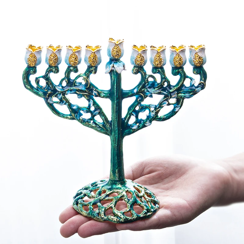 H& D 5 стилей Иудейская Менора Античная коллекция Hanukkah Menorah Статуэтка ручная роспись подсвечник держатель для дома вечерние украшения подарок