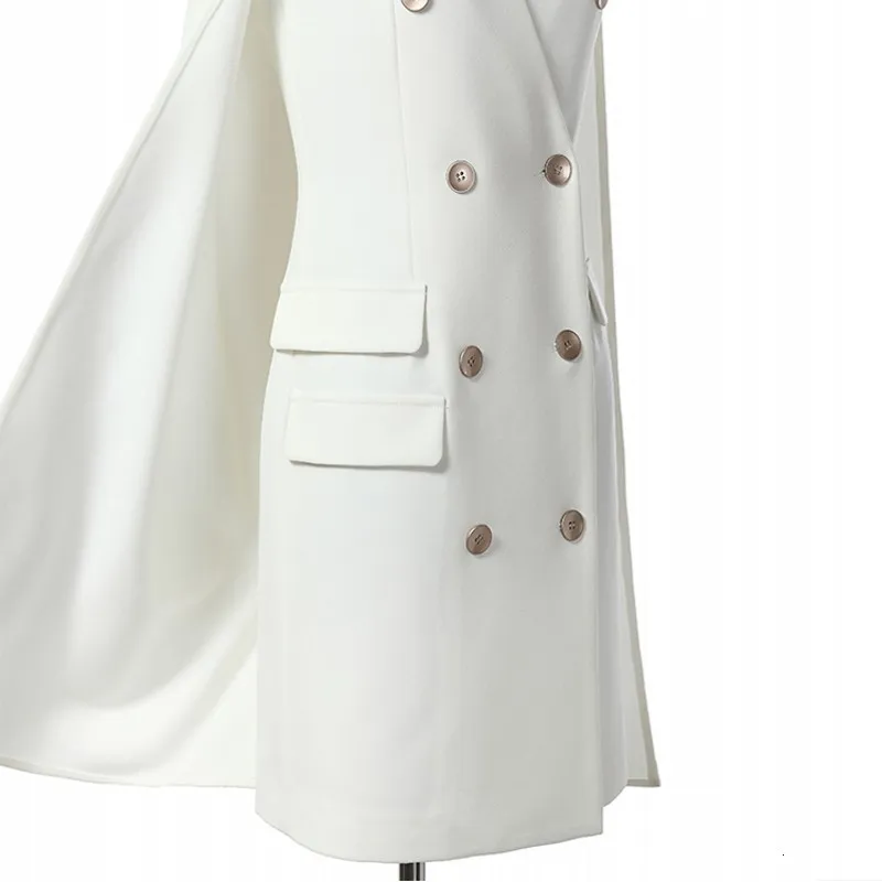 

2020 New Fashion Office Ladies White Double Breasted Blazer Dress Women Formal Party Cape Slim Fit Dress Suit Sexy V Neck Blazer