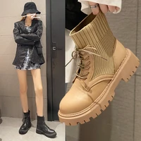 ytmldy ankle boots for women 2021 autumn motorcycle boots thick heel platfoankle brm shoes woman slip on round toe fashion boots