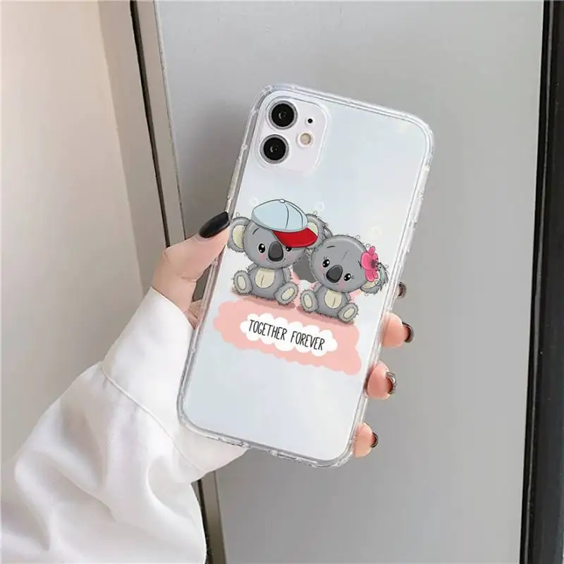 

cute koala bear Animal cartoon Phone Case Transparent soft For iphone 5 5s 5c se 6 6s 7 8 11 12 plus mini x xs xr pro max