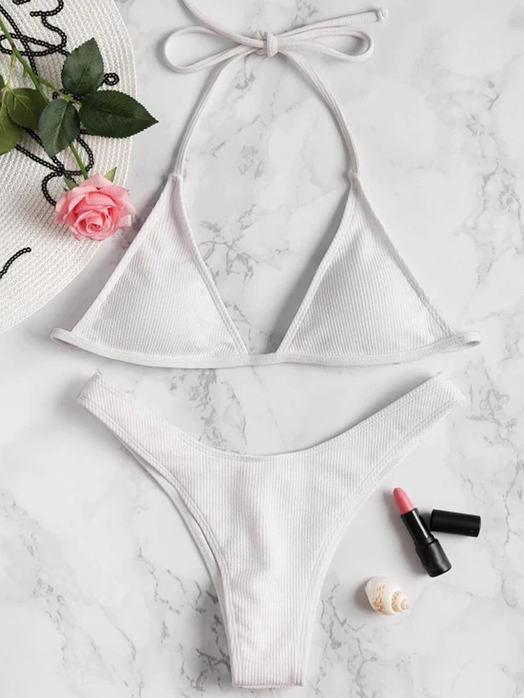 Женский комплект бикини на молнии с пуш-ап бюстгальтером из двух частей