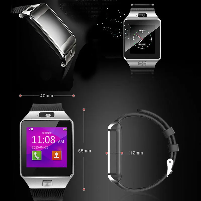Умные часы с Bluetooth умные DZ09 Android Смарт для звонков GSM слот SIM карты камера