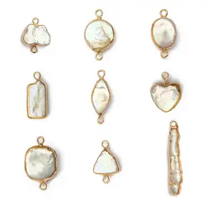 Соединитель для подвесок из натурального пресноводного жемчуга, для изготовления браслетов и ожерелий, ювелирных изделий сделай сам, комплектующие для серег, 1 шт.