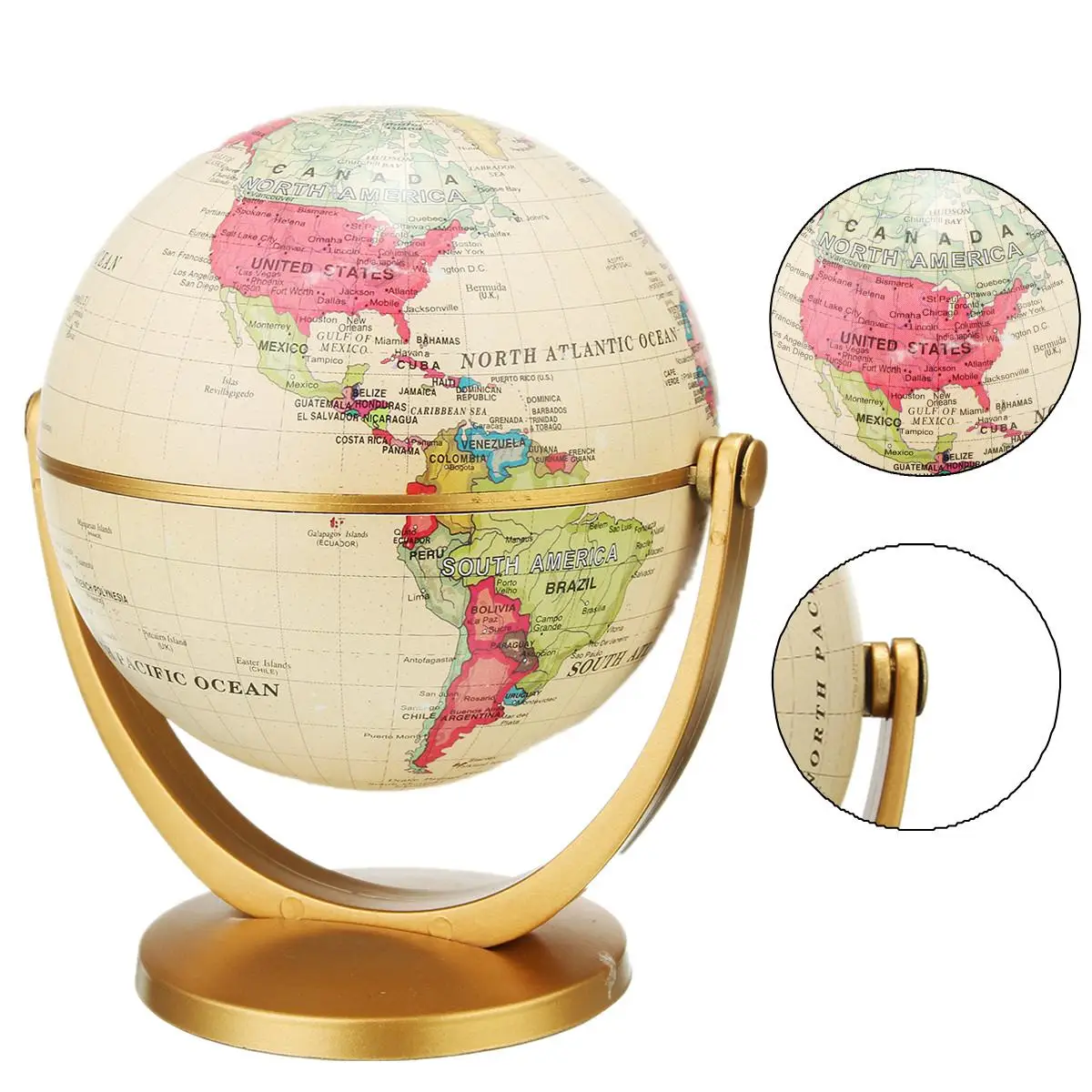 

360 Degree Rotating World Globe Earth Antique Home Office Desktop Decor Geography Educational School Supplies Kids Learning Gift