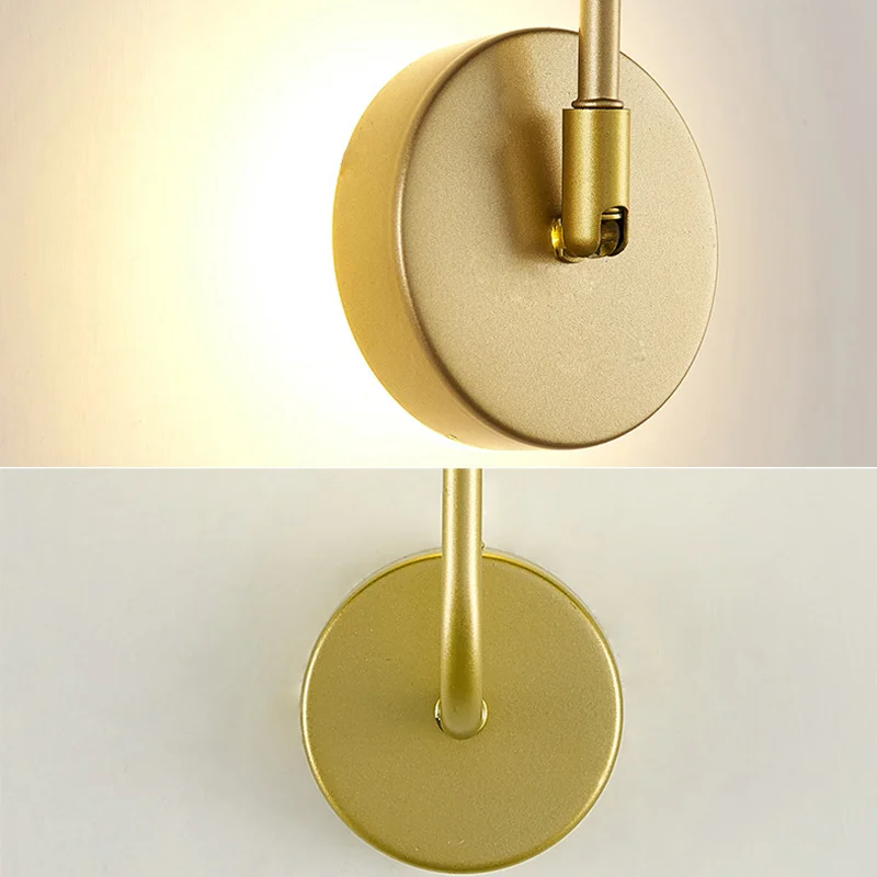 Поворотный Настенный светодиодный светильник черного и золотого цвета