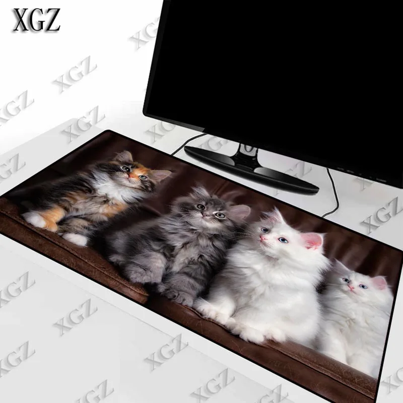 Игровой коврик для мыши XGZ с милыми белыми и серыми животными большой размер