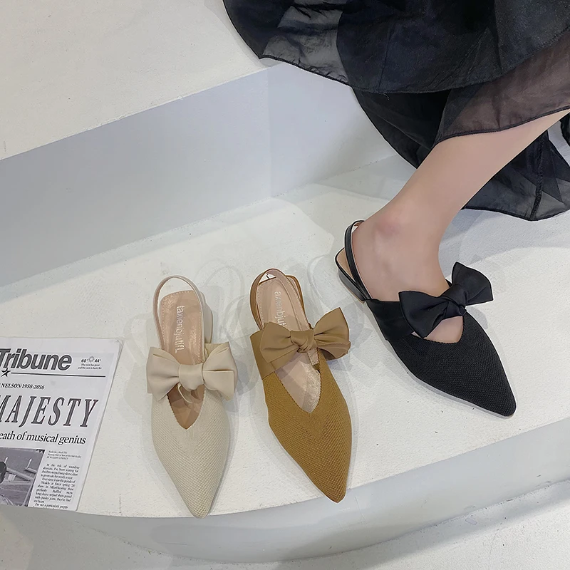 

Closed Toe Sandals Strappy Heels Female Shoe 2021 Women's All-Match Med Girls Bow New Clear Comfort Summer Elastic Band Beige P