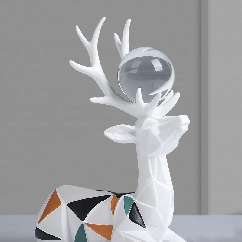 

[HHT]Nordic Geometric Animal Ornaments Color Couple Deer Elephant Livingroom Entrance Bookcase Desk Resin Crafts Home Decoration