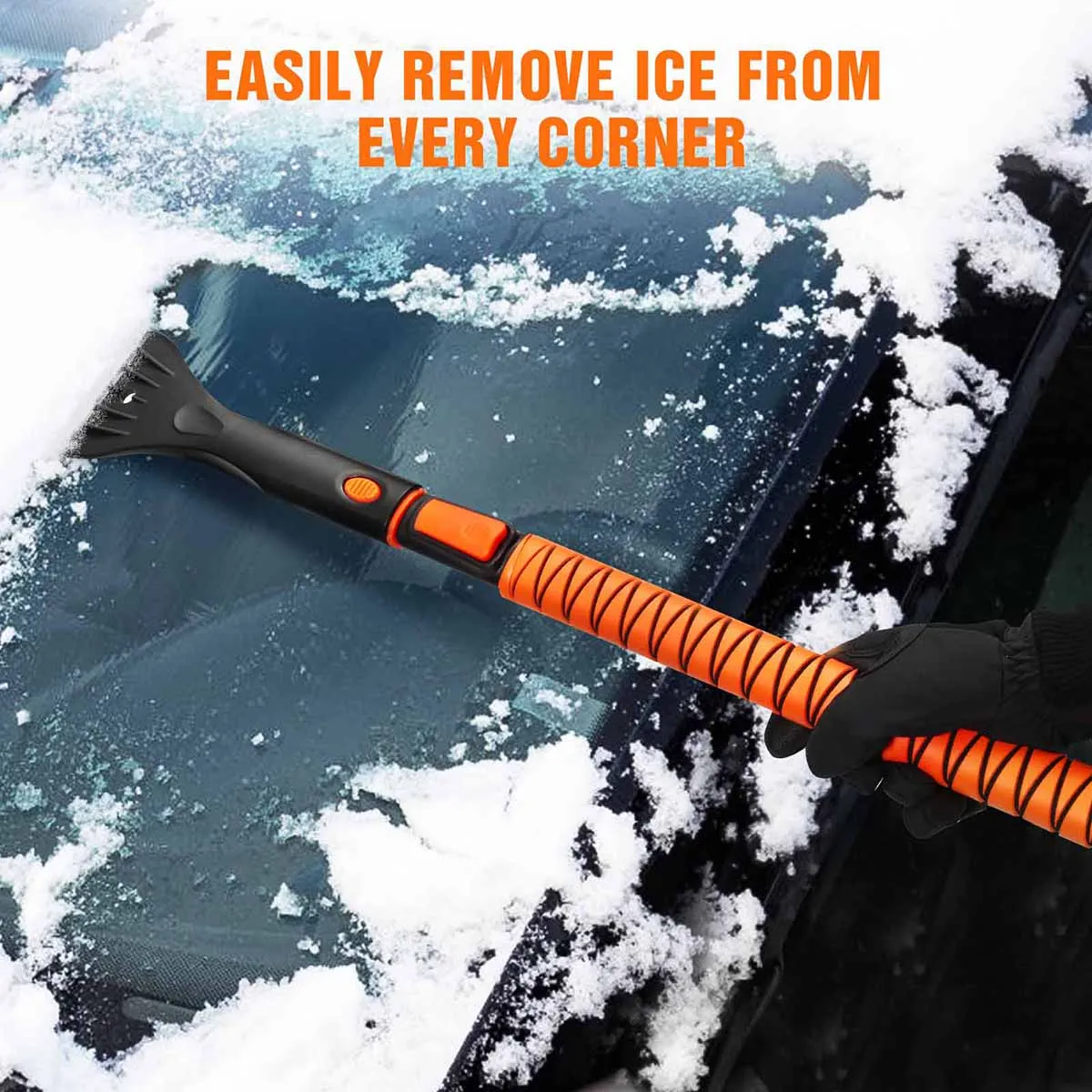 

51.5inch Adjustable Car Snow Broom Wash Brush Duster House Cleaning Brush Telescoping Length with Ice Scraper