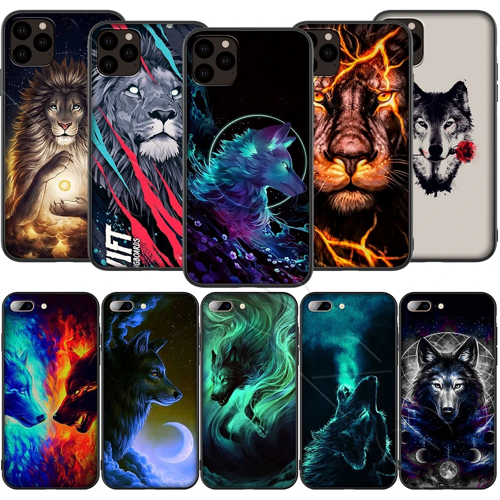 Мягкий ТПУ чехол Lavaza с изображением животного льва волка для iPhone 12 Mini 11 Pro XS Max XR X 8 7