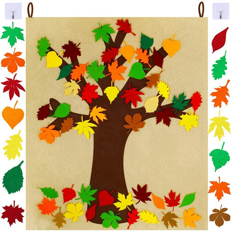 

Осеннее дерево благодарности набор для рукоделия фетровая доска для осени с 52 шт. съемные осенние листовые украшения осенние доски для объя...