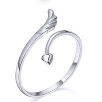 fashion adjuestable size luxury minimalist style love angel ring silver plated charm women jewelry 2021 gift